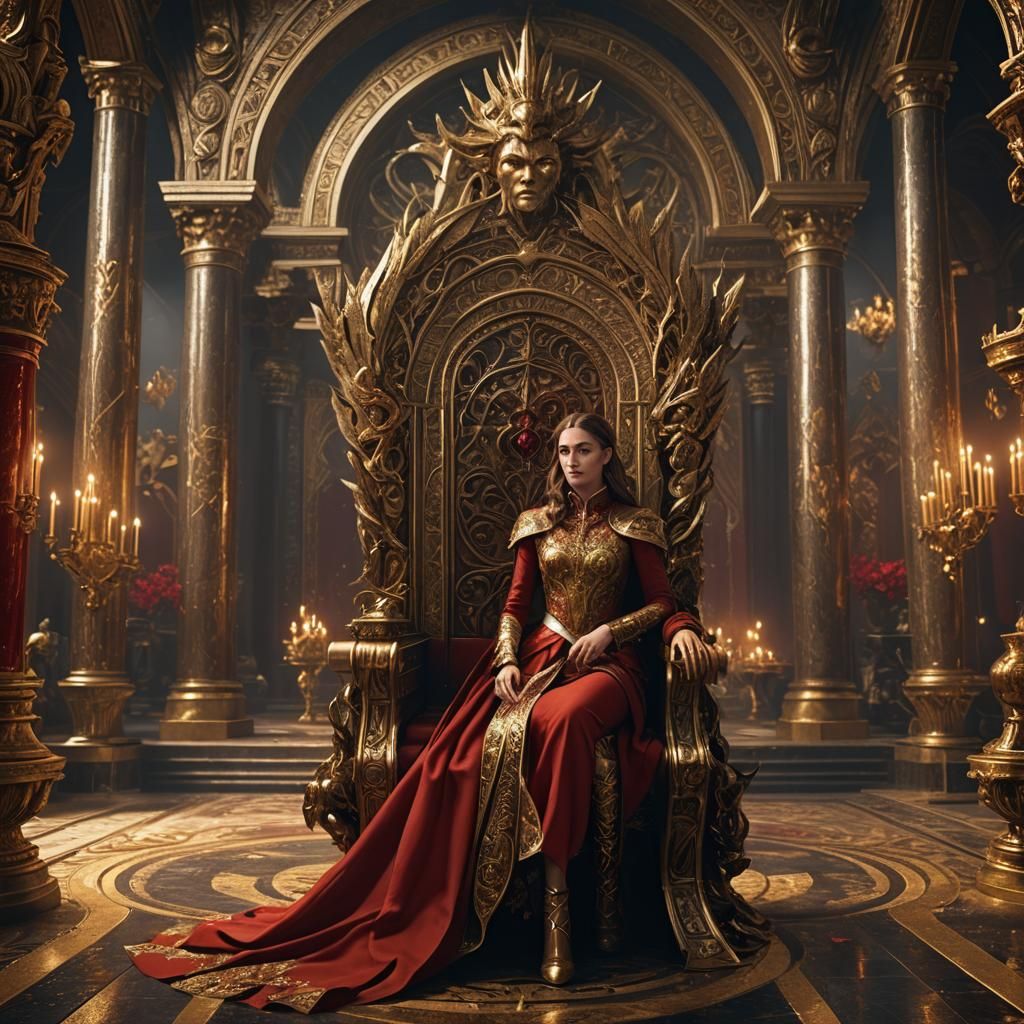 Woman in Red and Gold in Throne Room
