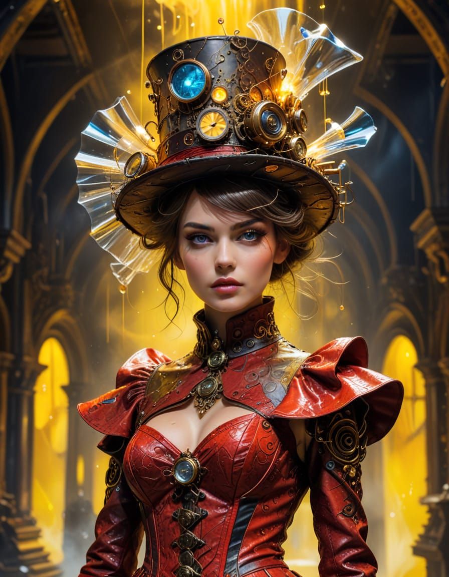 Steampunk Hats of Crystal, Books, and Clouds on Runway