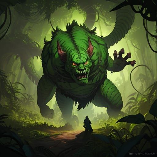 Scientists Flee a Colossal Cartoon Cobra in Whimsical Jungle...