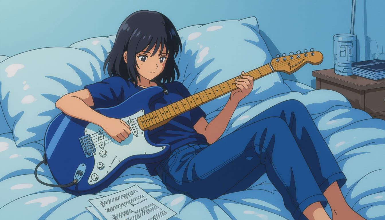Girl with Guitar: Manga Scan, Cel-Shaded Style