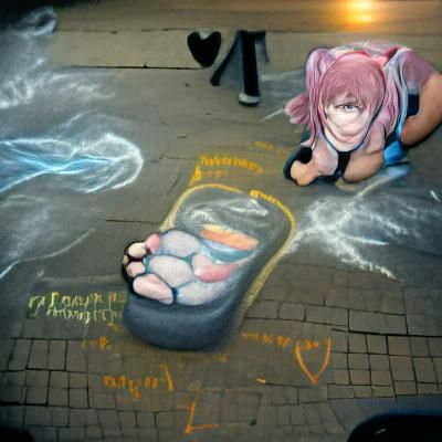 Anime Graffiti Chalk Art of a Foot