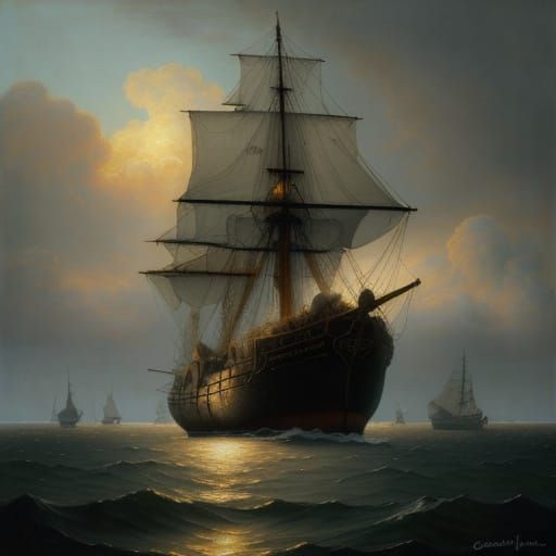 Serene Harbor Scene in Baroque Style