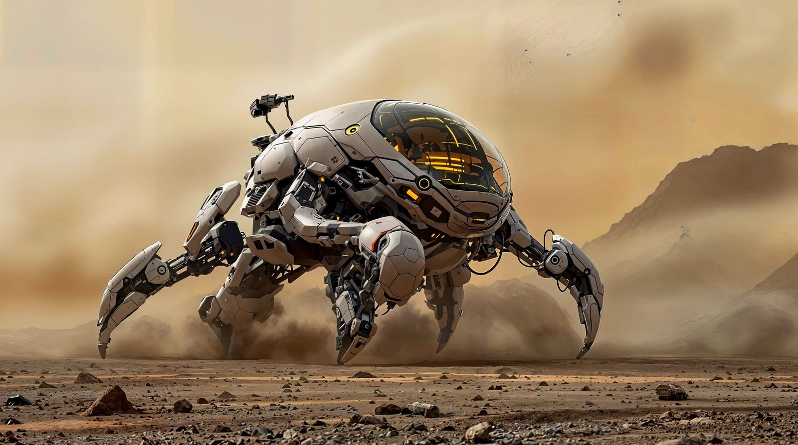 AI-Generated Mars Exploration Robot in Asymmetric Design