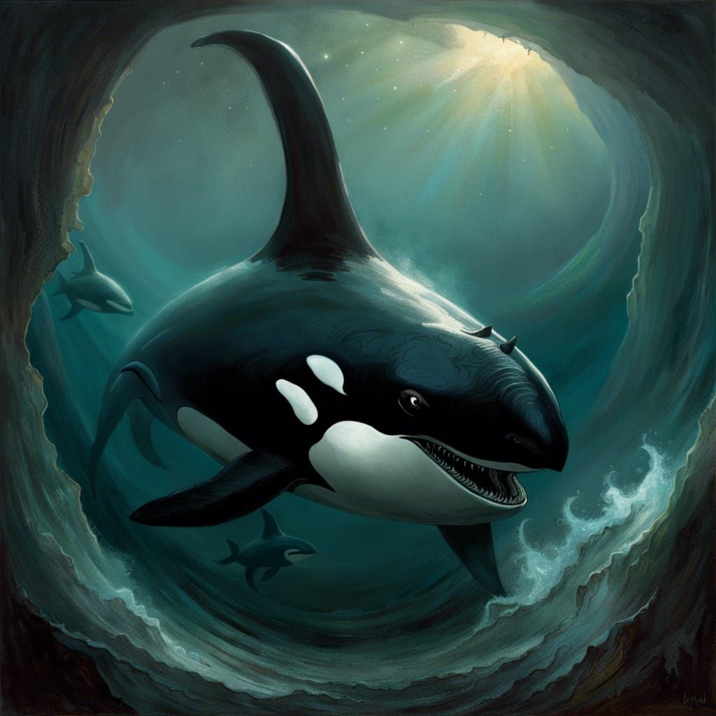 Horror Orca in Doré and Rutkowski Style