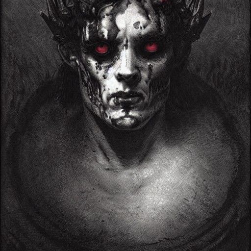 Ares Portrait in Black and White Horror Style
