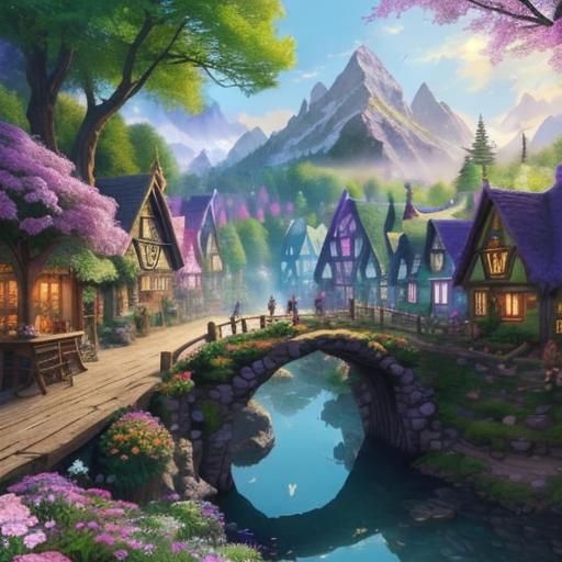 Magical Village with Gravity-Defying Cottages