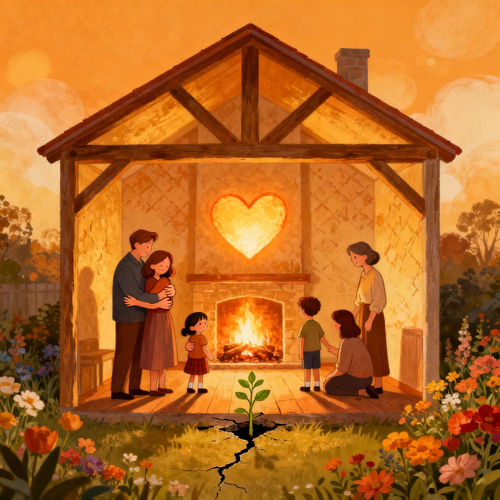 Abstract House Symbolizing Family Unity and Love