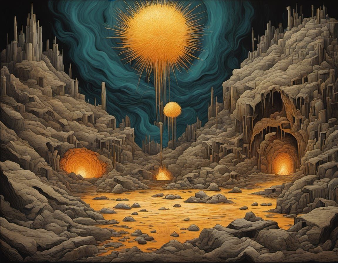 Abstract Surrealist Painting of a Mysterious Hearth