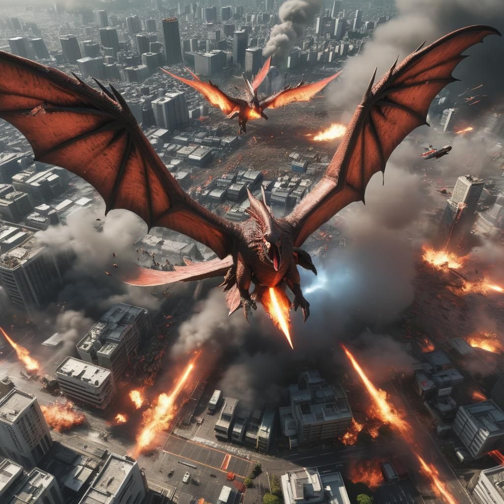 Rodan, destroying Tokyo Japan, Japanese army fighting back against Rodan, 4k resolution concept, beautiful colors Unr...