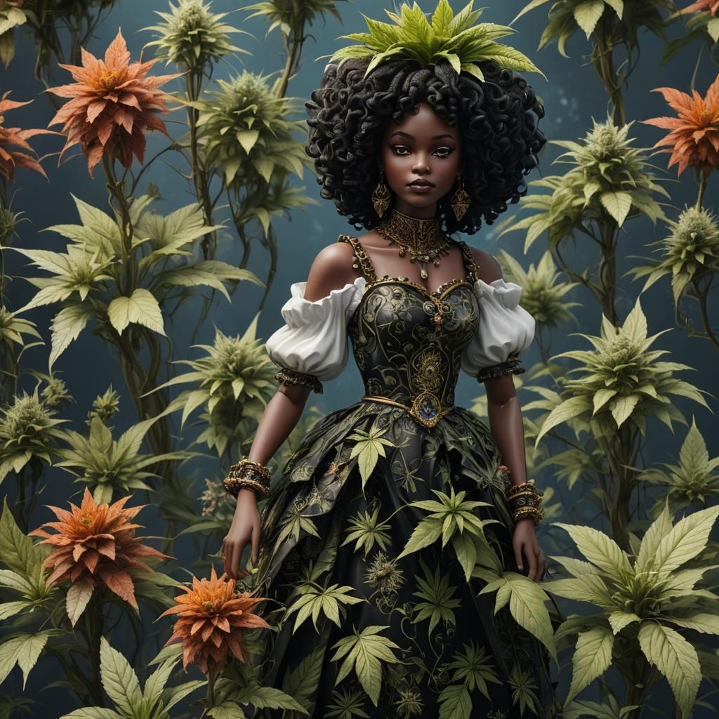 Marijuana Porcelain Doll: Detailed Matte Painting