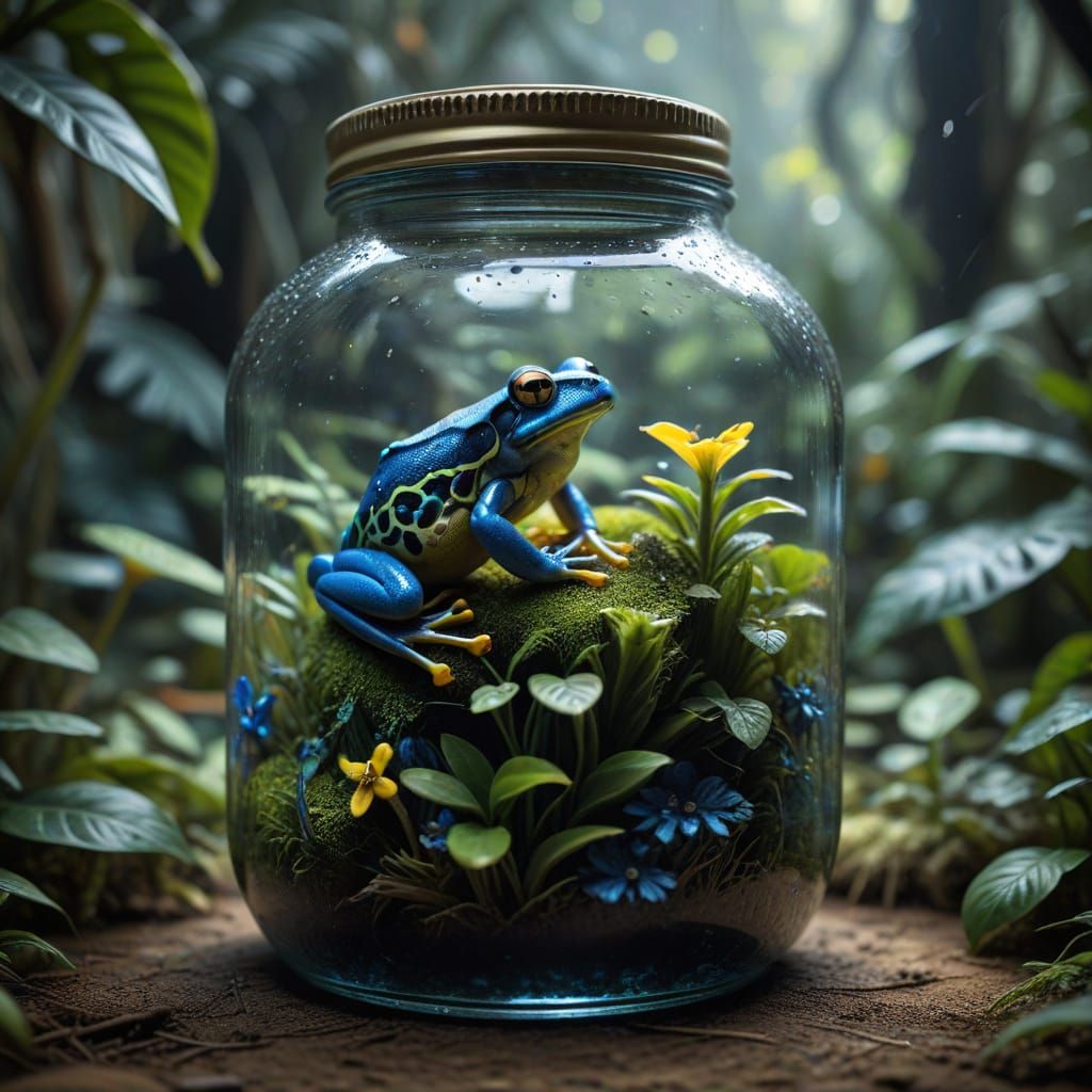 Vibrant Tropical Oasis in a Majestic Glass Container