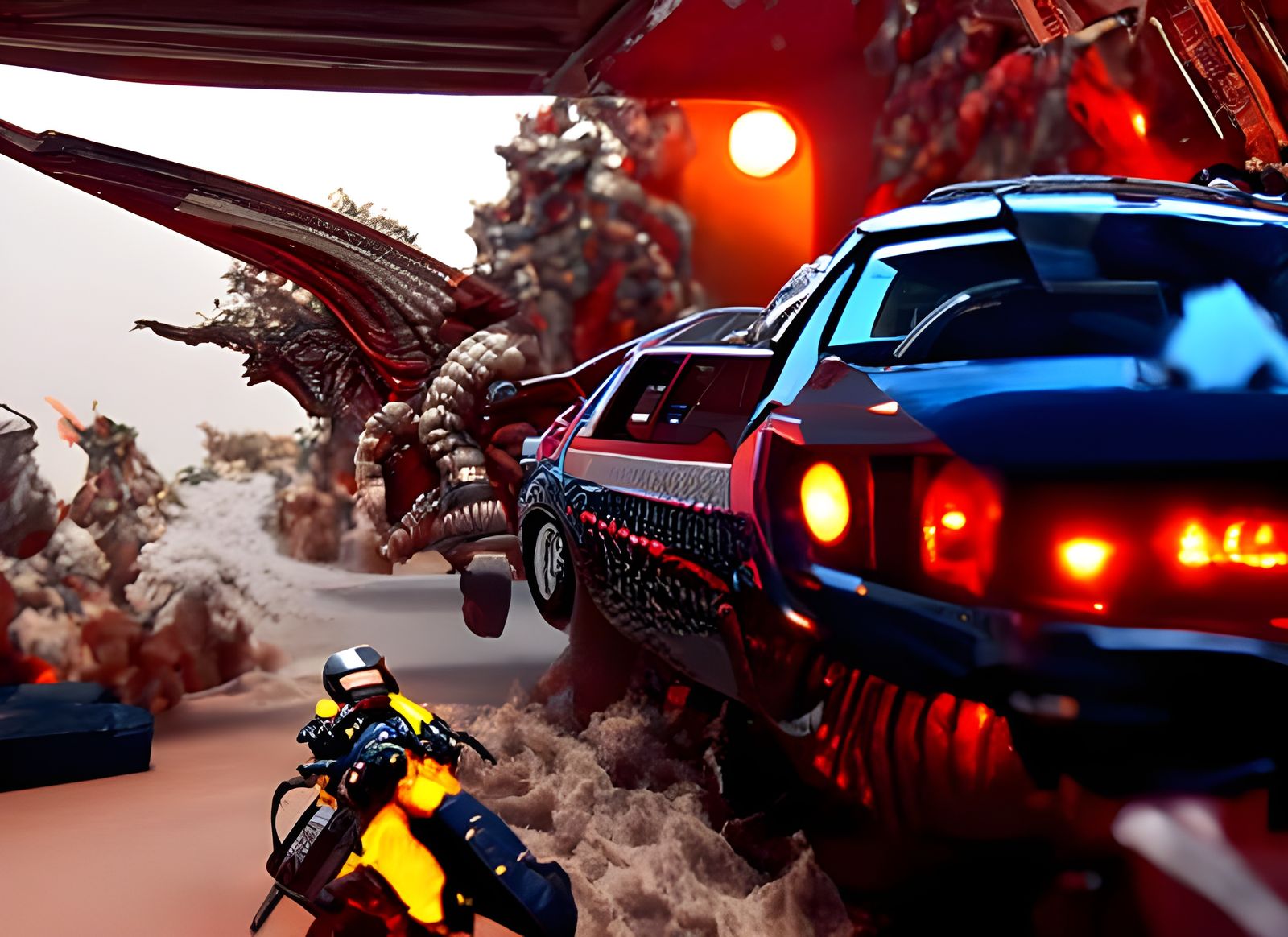 Dynamic Action Adventure Scene in Digital Art Style