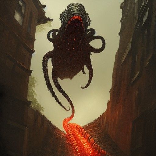 Giant Worm Monster Escaping Hell: Sinister Art