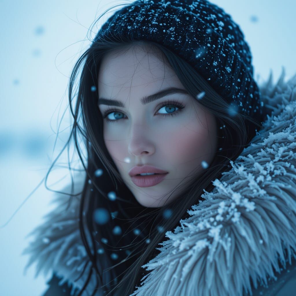 Icy Beauty: A Cinematic Masterpiece in Blue