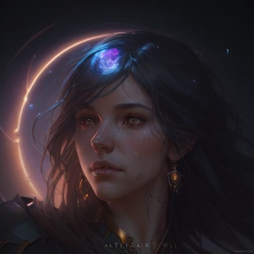 Celestial Portrait in Hyperdetailed Splash Art Style