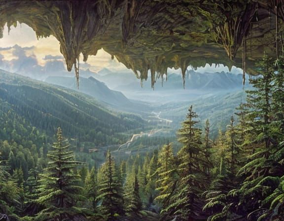 Moonlit Scene on Endor's Craggy Moonlit Forest