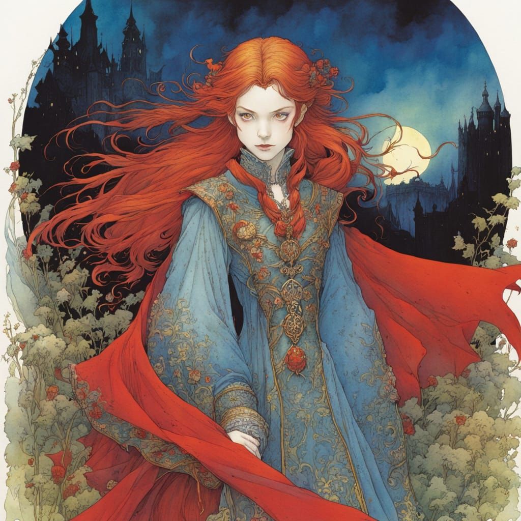 Vampire Princess in Watercolour Ink