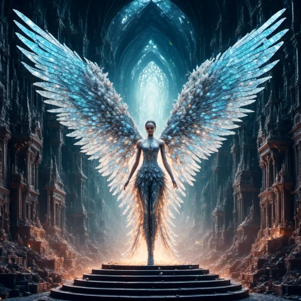 Crystal Winged Fairy Queen on Brick Wall