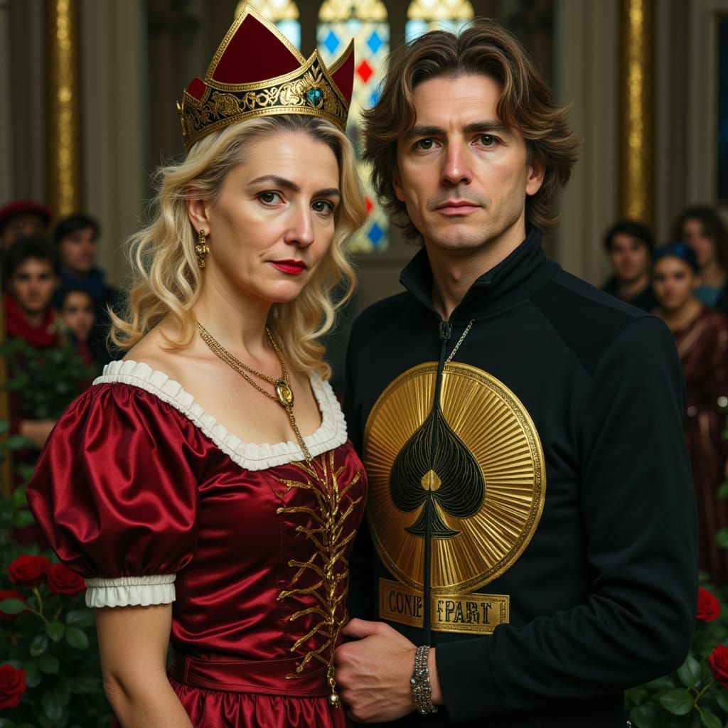 Queen of Hearts and King of Spades in Enchanted Court