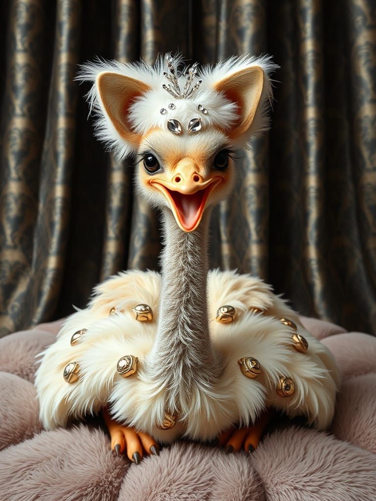 Ostrich with Happy Puppy Ears