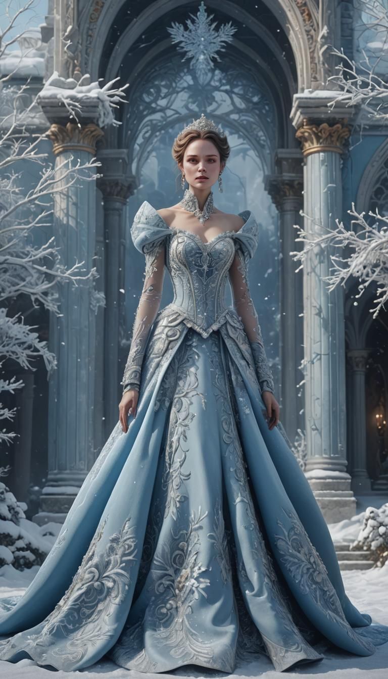 Regal Woman in Winter Ballgown, Fantasy Art