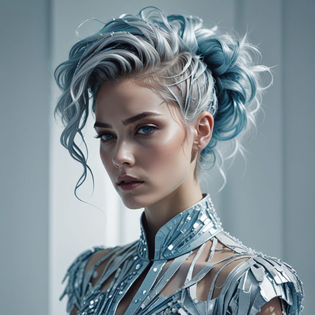 Avant-Garde Woman with Unusual Hairstyle