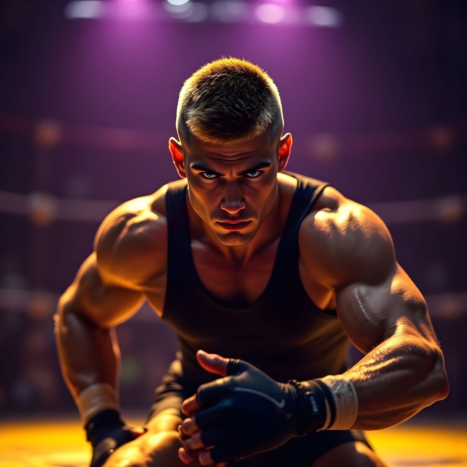 Intense Dark Fantasy Wrestler in Hyperdetailed Art Nouveau S...