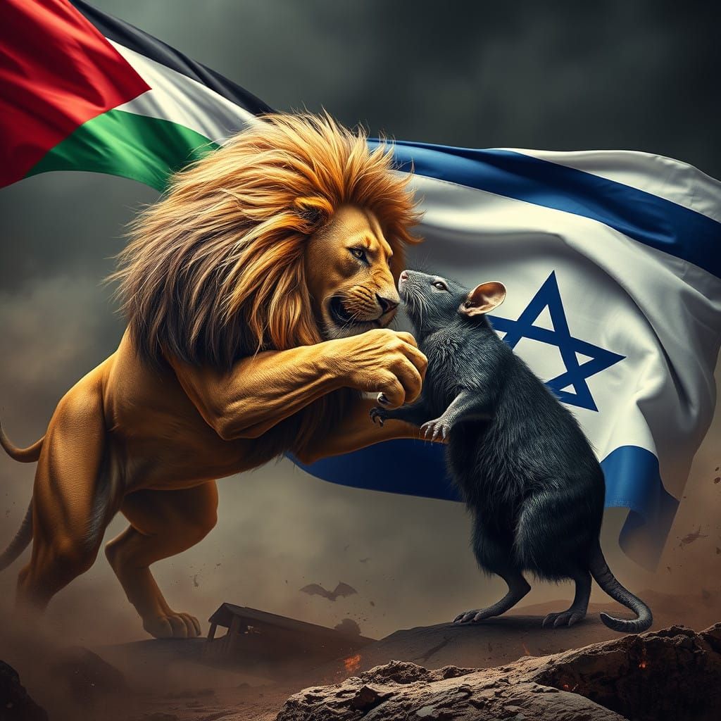 Proud Lion of Palestine Defies Israeli Rat in Epic Cinematic...