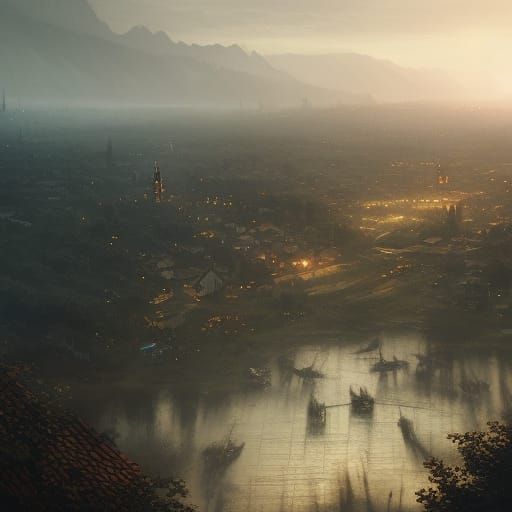 Brazilian Countryside City in Dark Fantasy Style