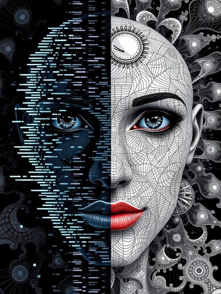 AI Face: Distorted Glitches and Perfect Clarity