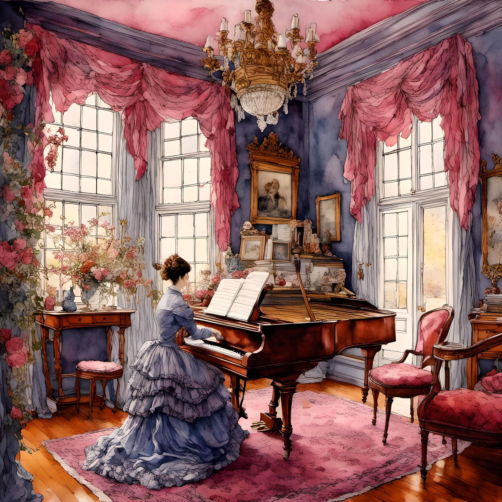 beautiful intensely colored victorian lady in her beautiful ...