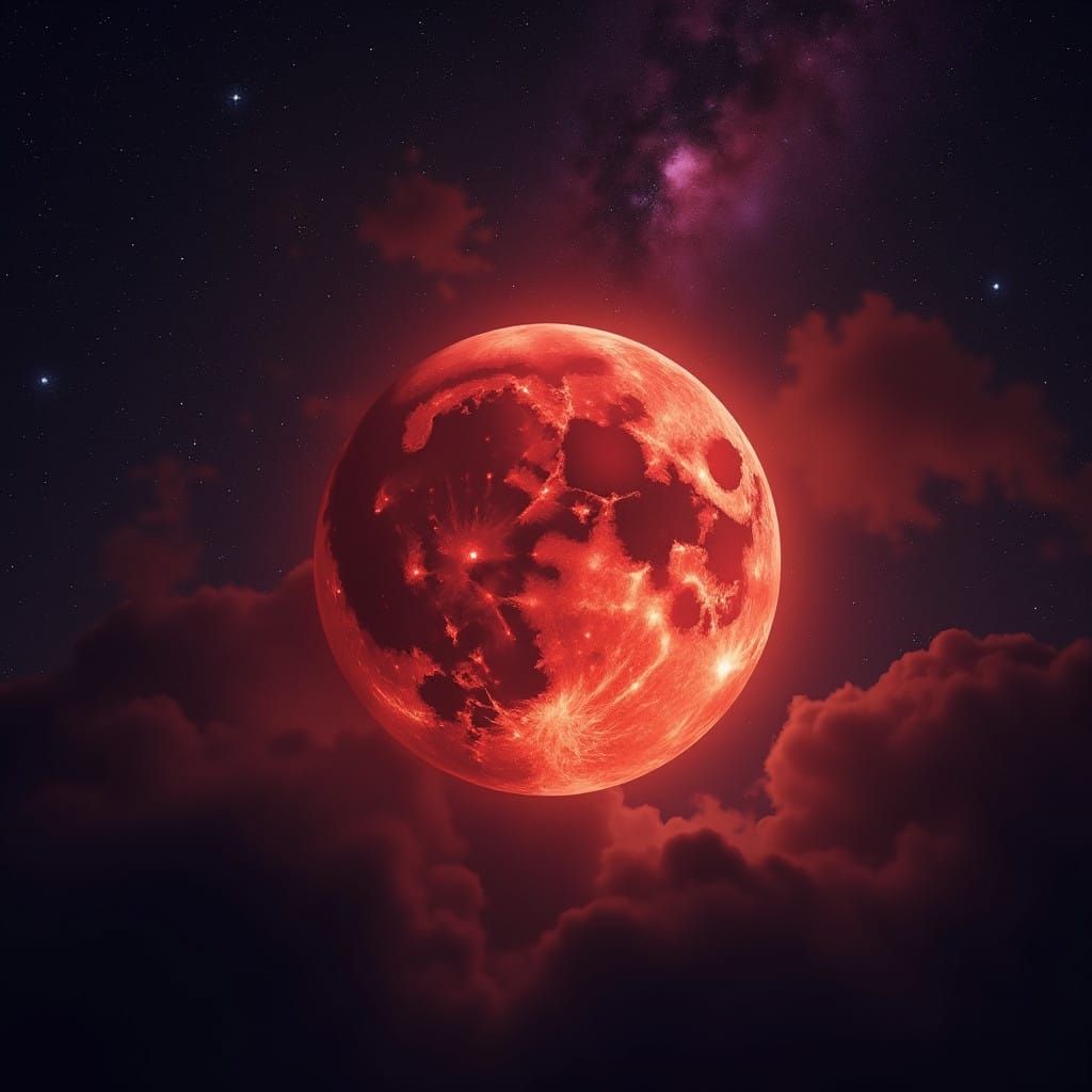Majestic Blood Moon in Celestial Canvas