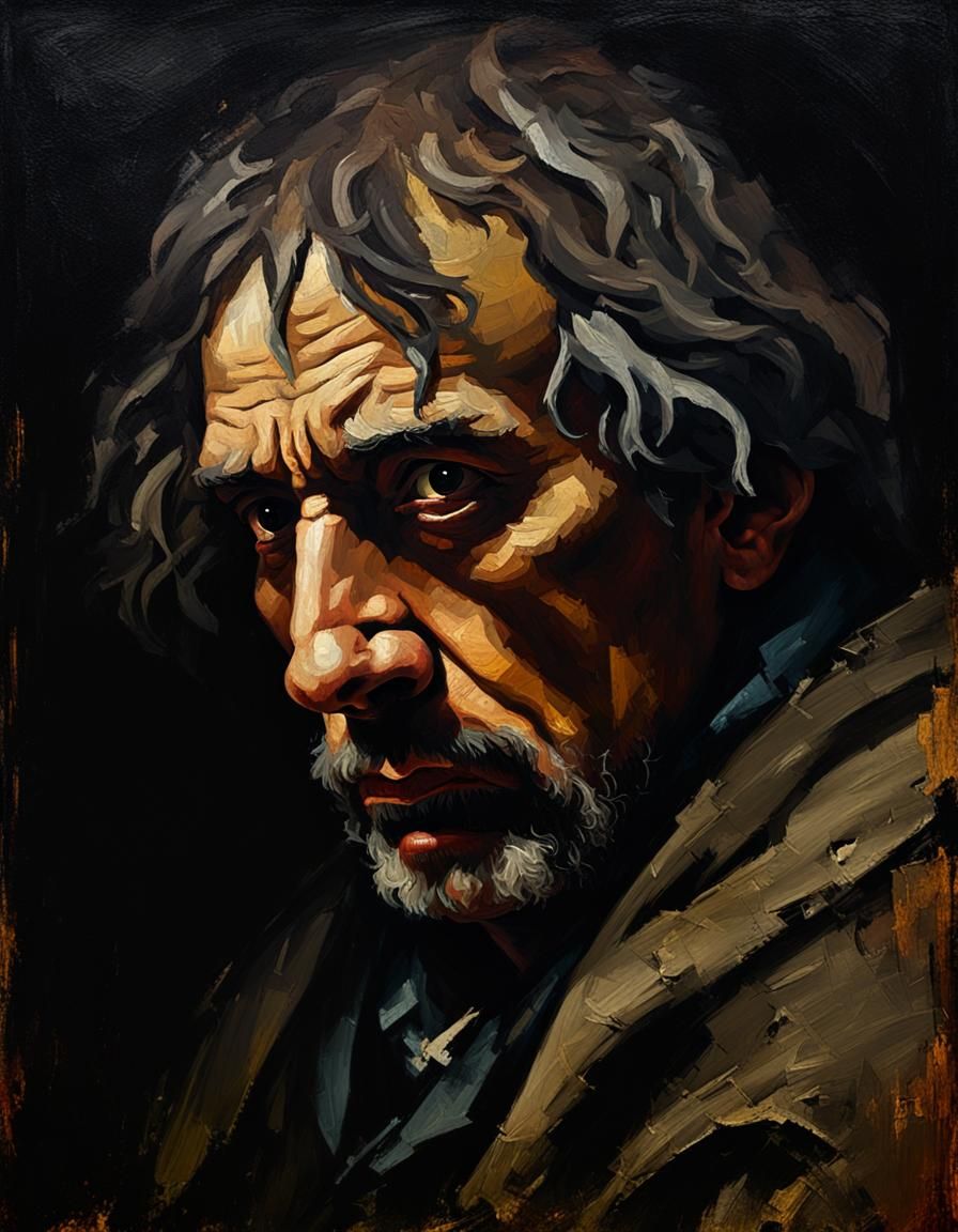 Medieval Pauper Portrait in Baroque Chiaroscuro