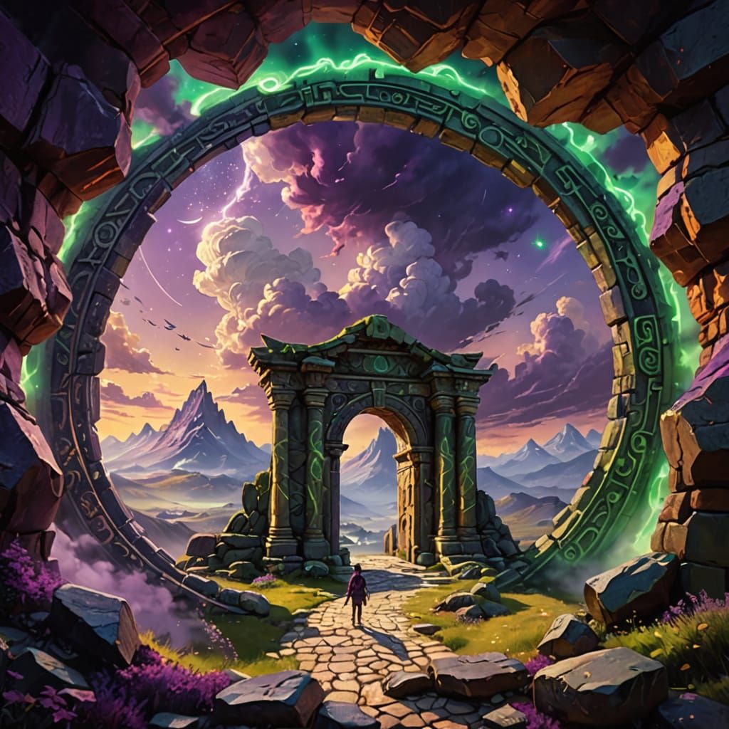 Magical Gateway to Another World in Oil Painting Style