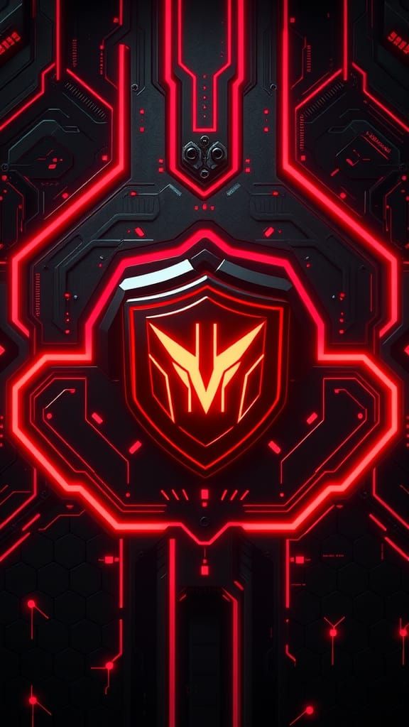 Glowing Red Grids Unleash High-Tech Fury in Cyberpunk Wallpa...