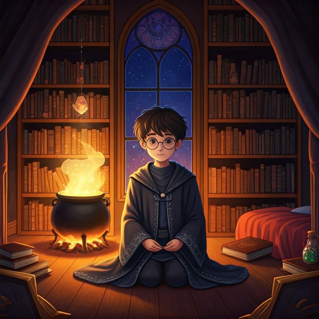 Enchanted Wizard's Sanctuary in Whimsical Style