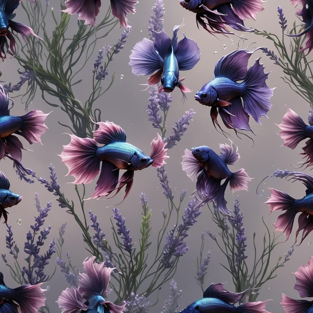 Lavender Siamese Fighter Fish in Detailed Digital Art