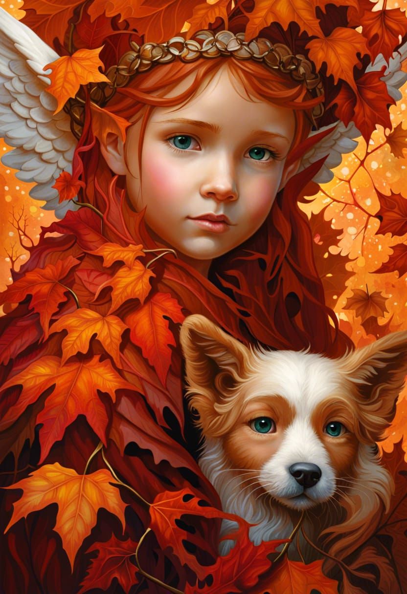 Angel and Devil Embrace in Autumn Casino