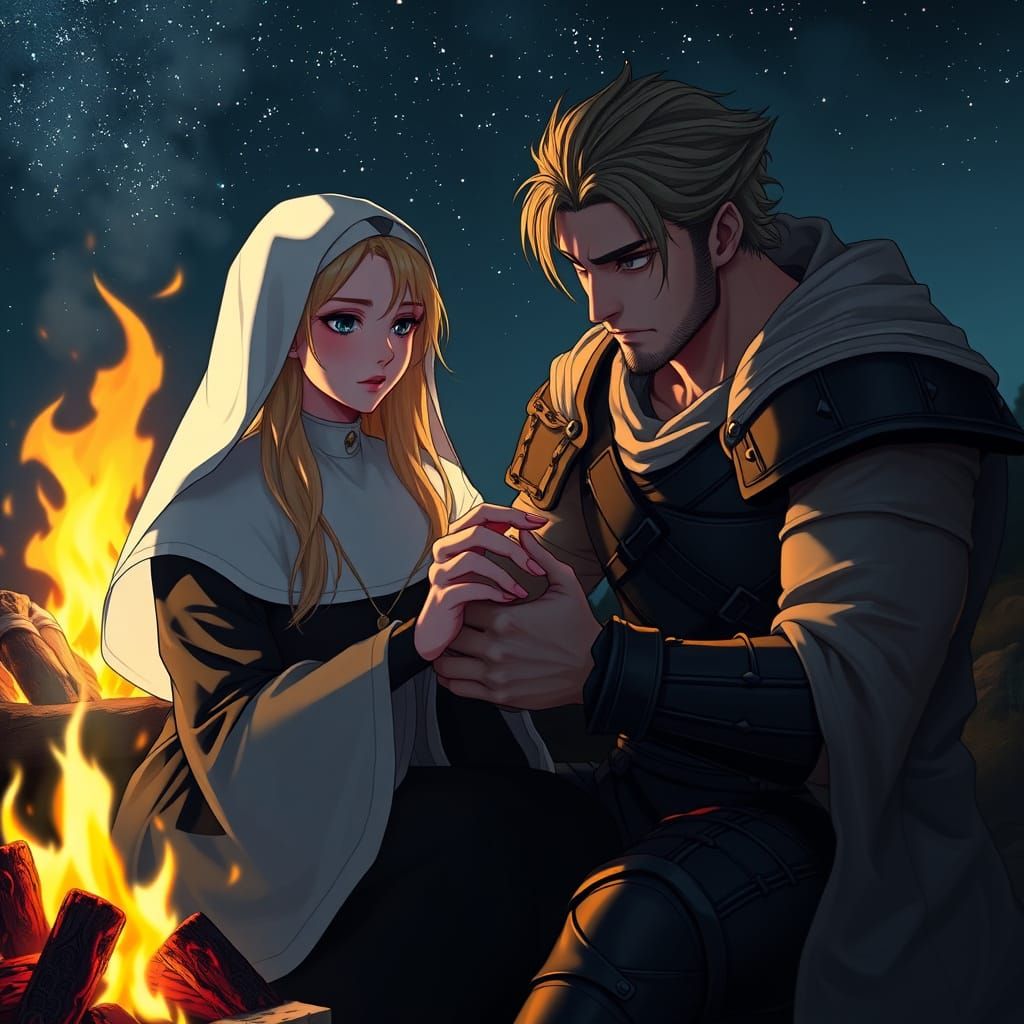 Nun and Vampire Hunter by Campfire in 3D Anime Style