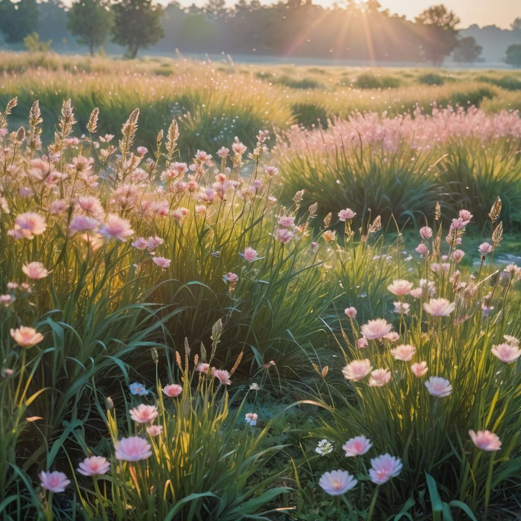 Impressionistic Sunrise Over Serene Landscape in Soft Focus