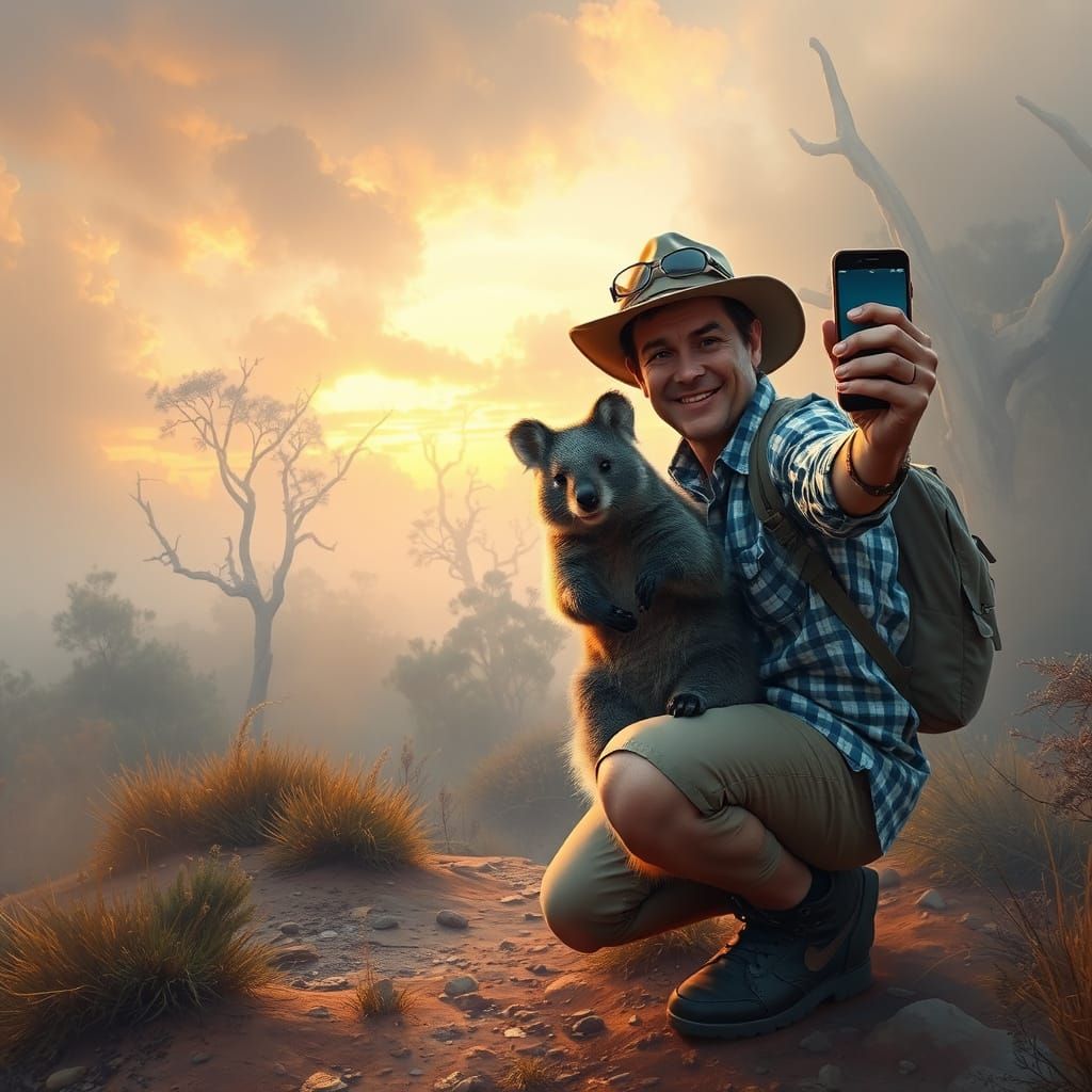 Man in Australian Outback Takes Selfie with Quokka in Whimsi...