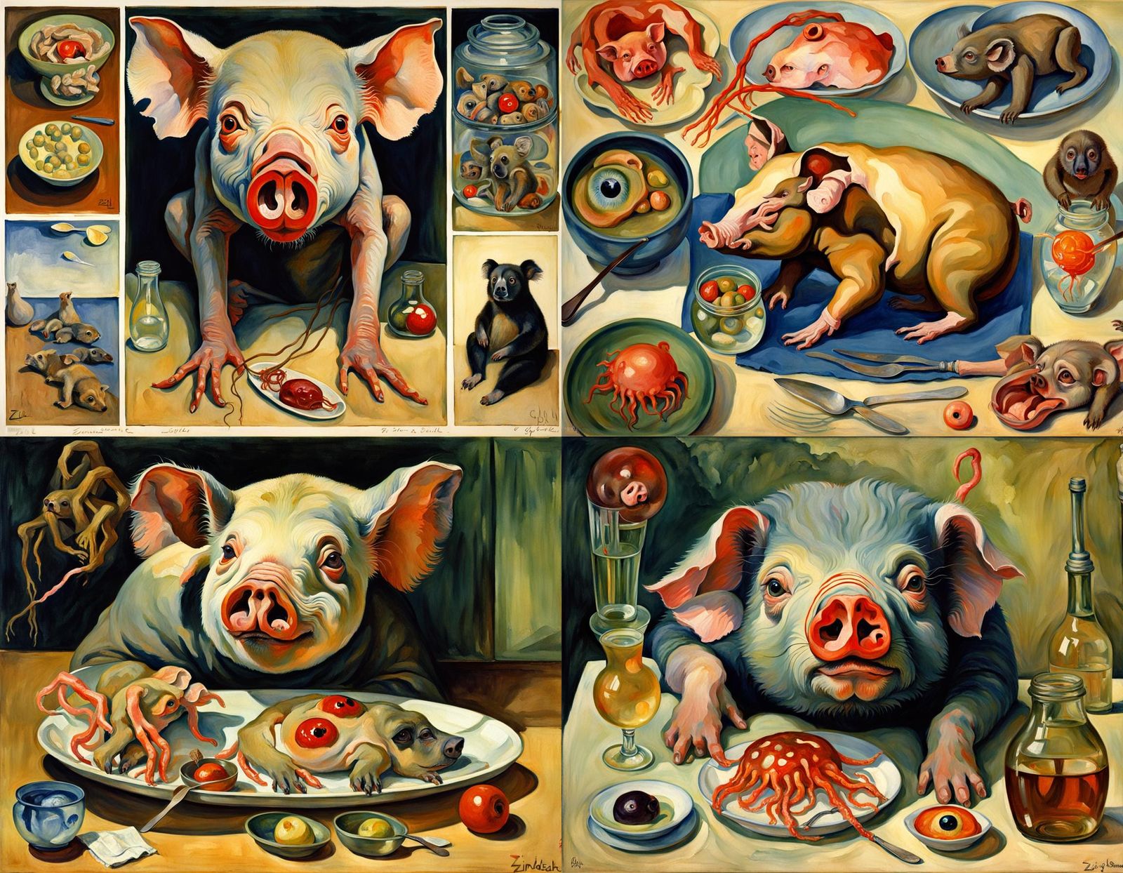 Surreal Vivisection of Hybrid Creature in Expressive Style