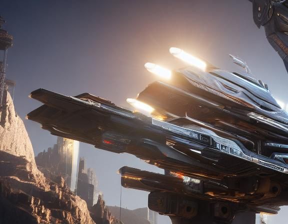 Skyland intricate mech details, ground level shot, 8K resolu...