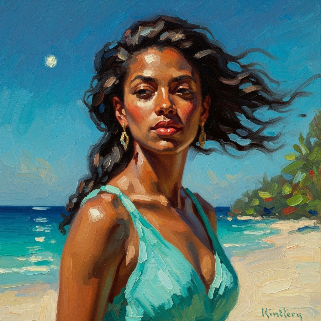 Winslow Homer Style Portrait: Woman in Moonlight