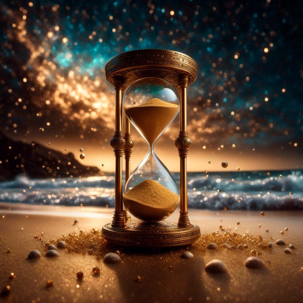 Ornate Hourglass with Golden Sand and Zodiac Runes