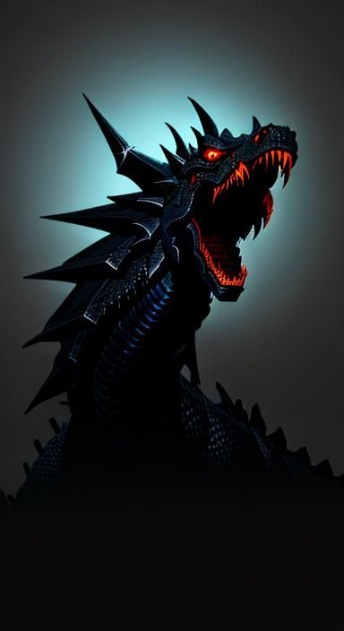 Colossal Black Dragon in Gradient Shading