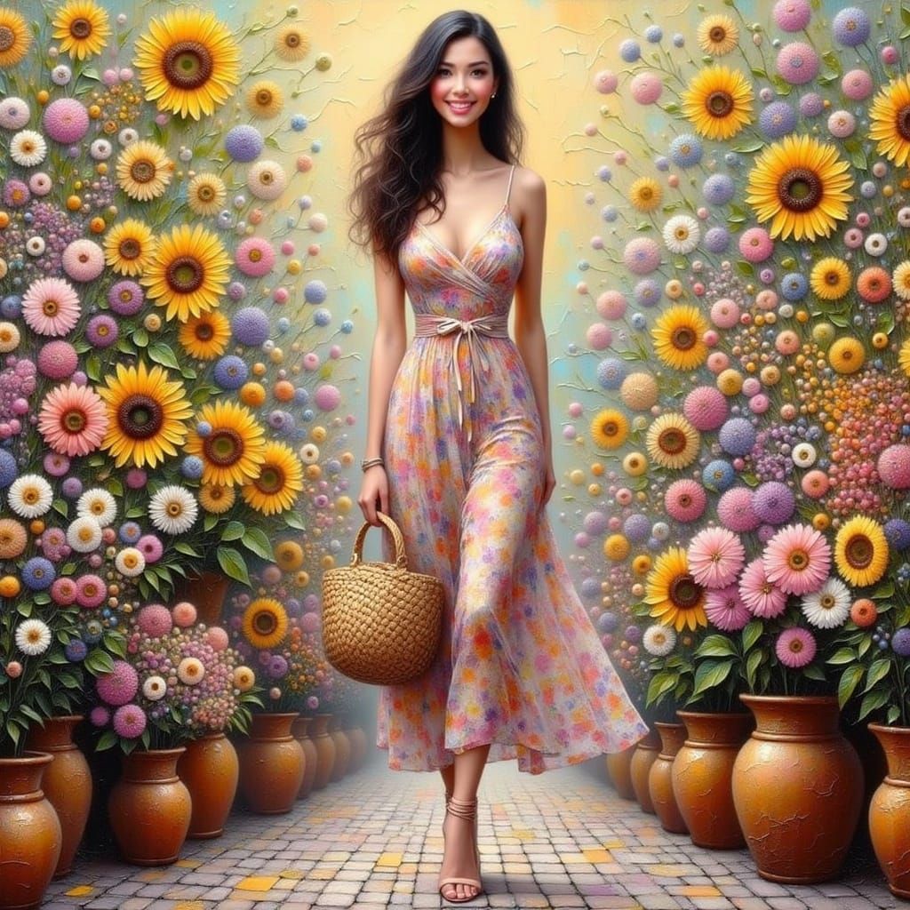 Serene Summer Whimsy in Impasto Style