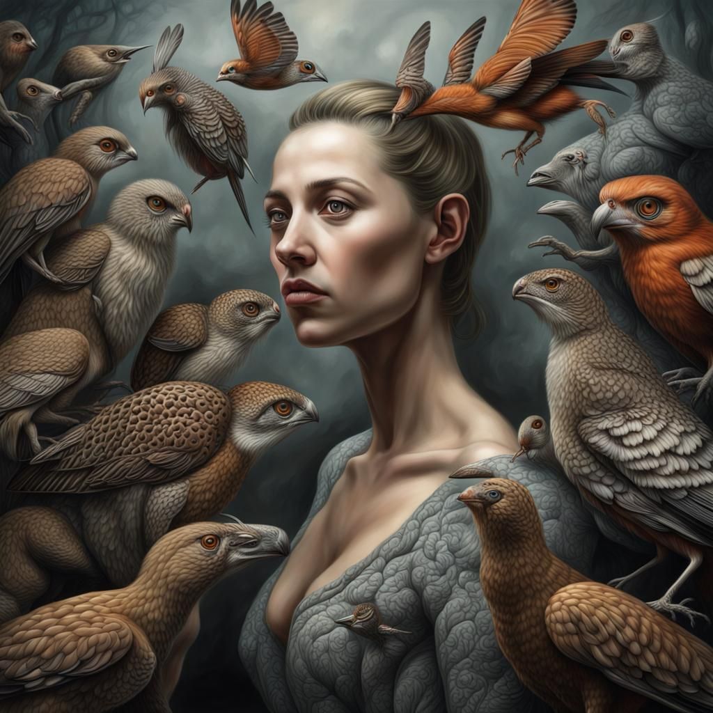 Surreal Human-Animal Mimicry in Hyperrealistic Paintings