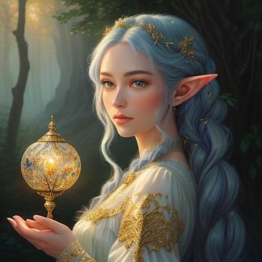 Ethereal Elf Portrait in a Magical Setting