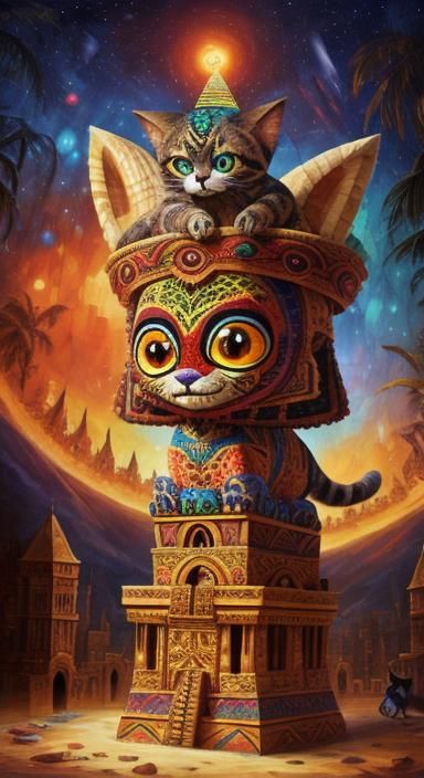 Chibi Mummy Rises in Colorful Editorial Portrait